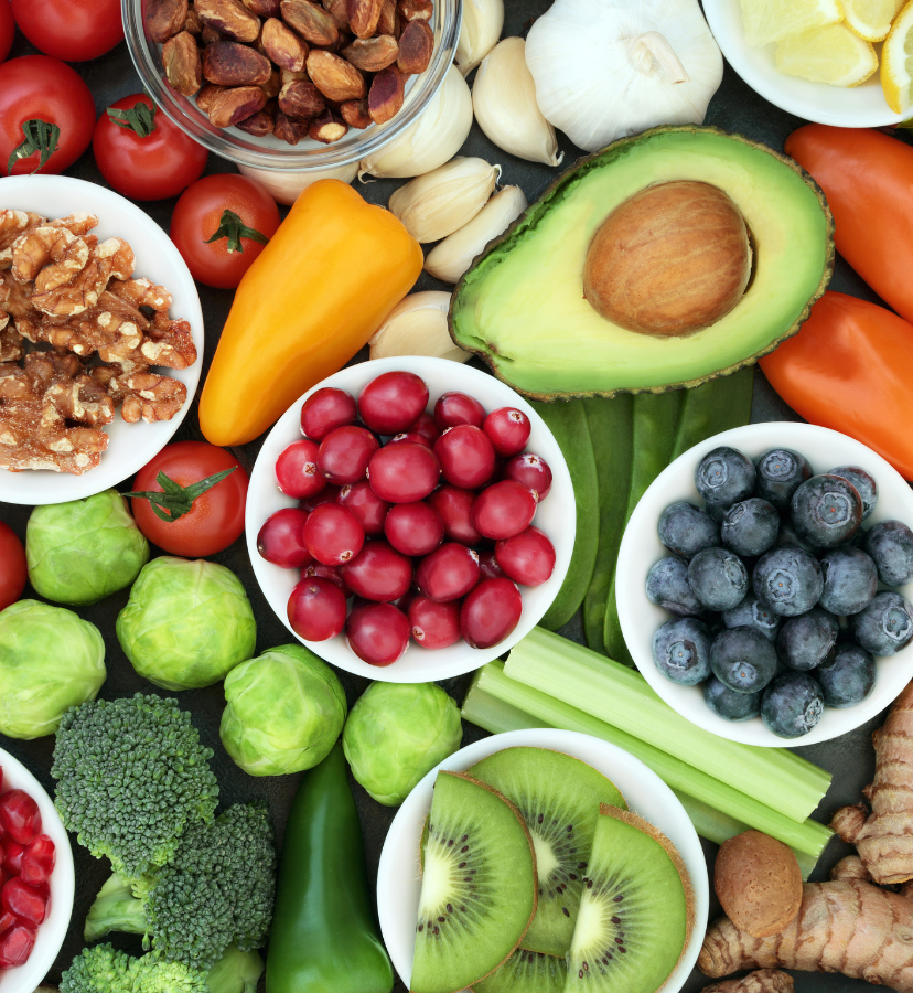 table full of healthy food