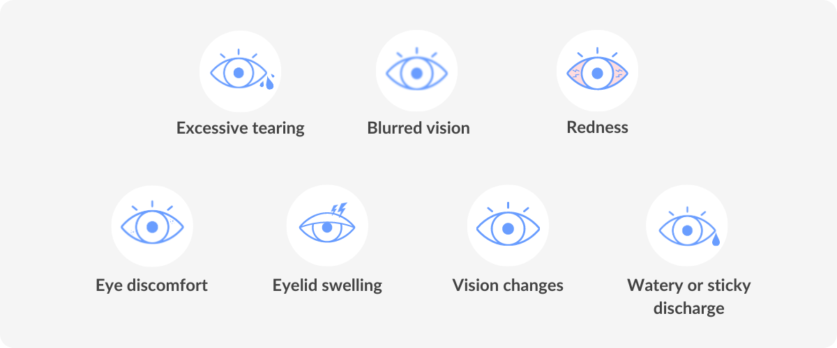 List of symptoms for watery eyes