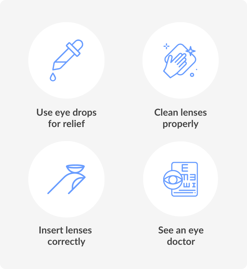 infographic on how to avoid eye irritation from contact lenses