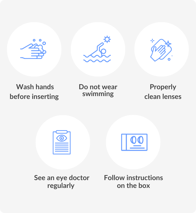 infographic showing how to take care of contact lenses