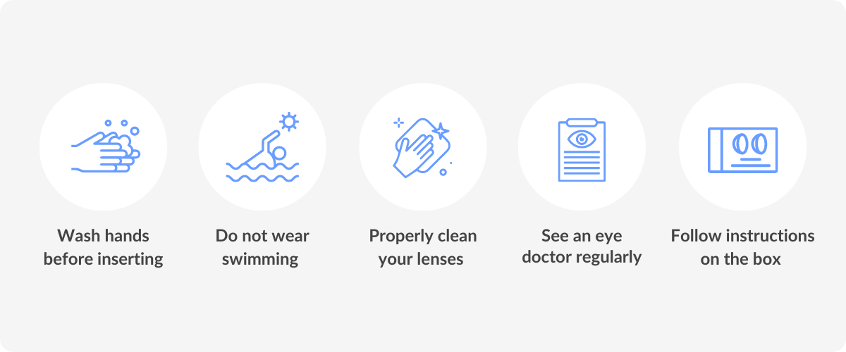 infographic showing how to take care of contact lenses