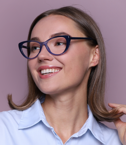 woman wearing cat-eye glasses