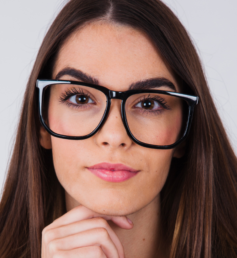 woman wearing oversize glasses
