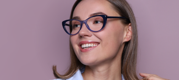 woman wearing cat-eye glasses