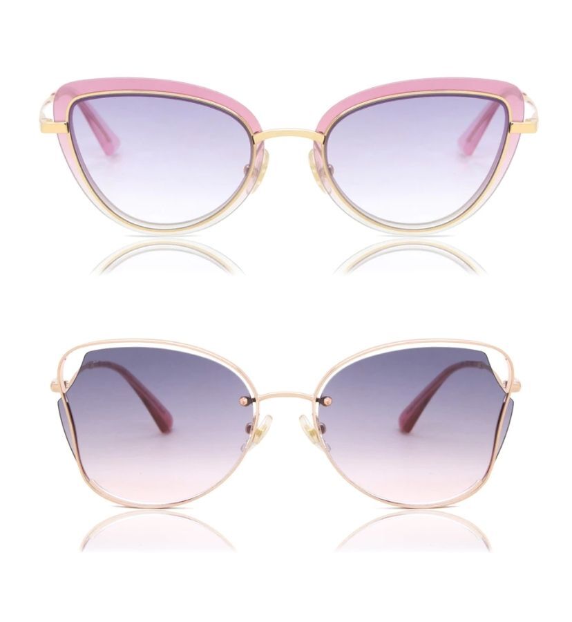 two pairs of light purple tinted glasses