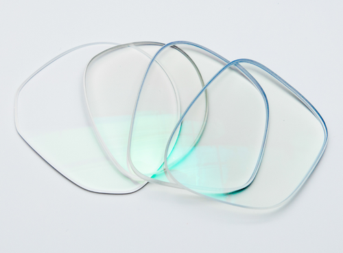 four glasses lenses on a white background