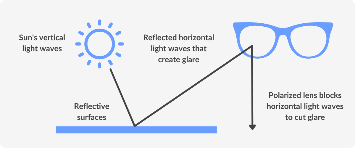 infographic explaining sun glare and lens polarization