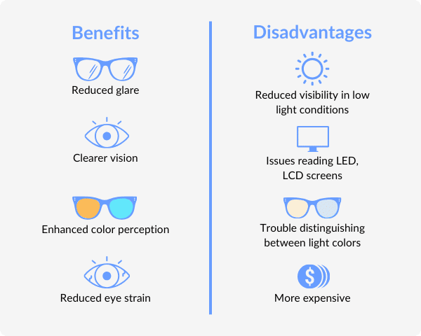 infographic with benefits and advantages of wearing polarized glasses