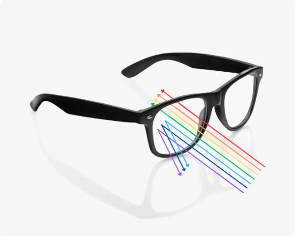 image showing how blue light-blocking glasses block blue light