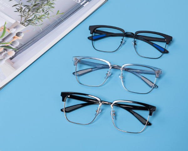 Rectangular browline glasses deals