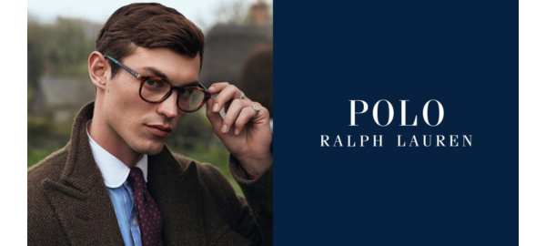 man wearing polo ralph lauren eyeglasses with logo