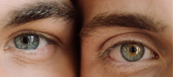 Two faces and eyes next to each other
