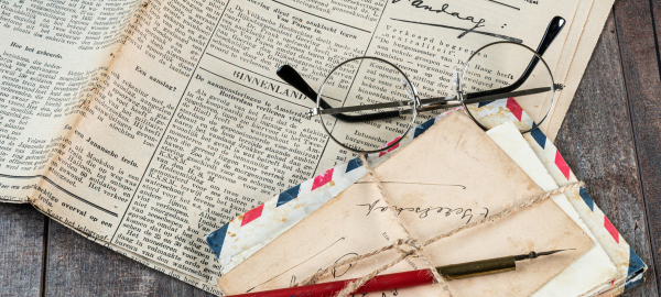 Glasses on a book and envelopes