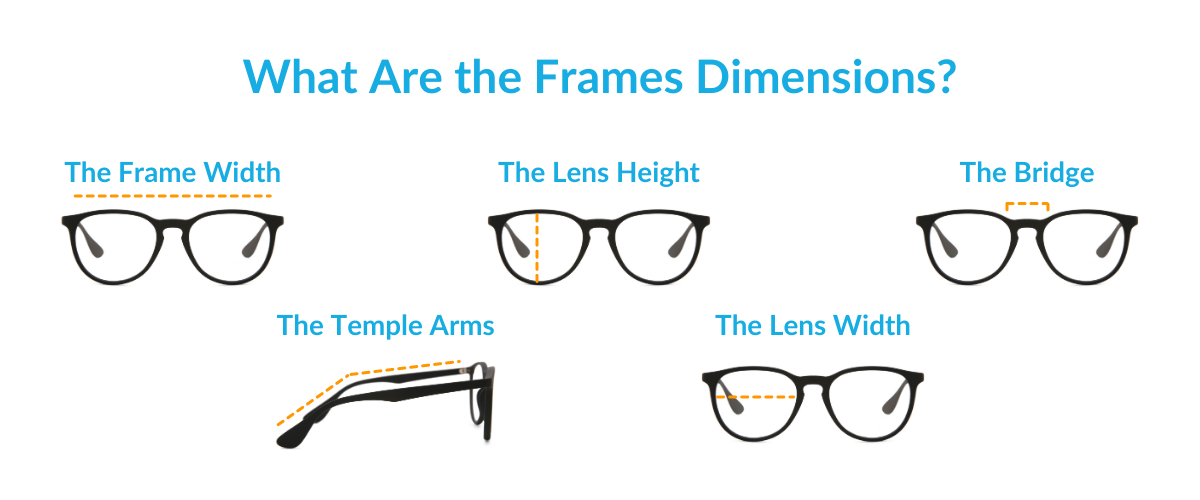 Eyeglasses frame dimensions