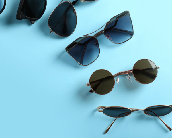 Sunglasses frames with a blue background