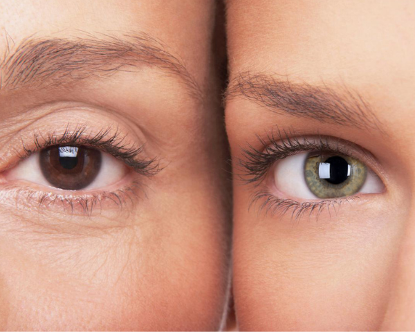 two people with different eye colours