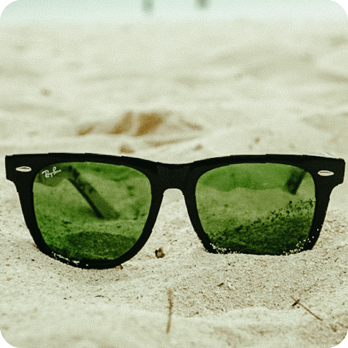 green lenses sunglassess
