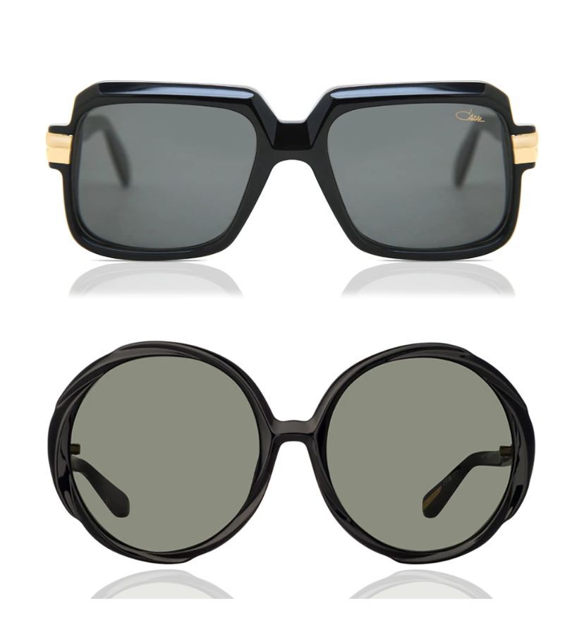 two pairs of black oversized sunglasses