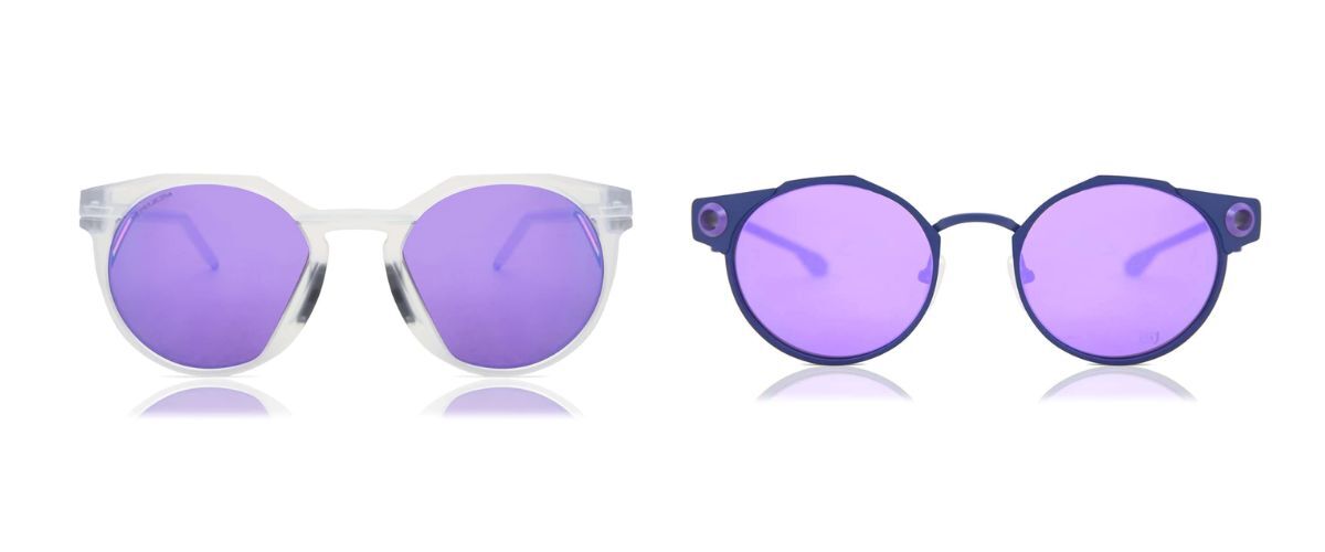 two pairs of medium purple-tinted glasses