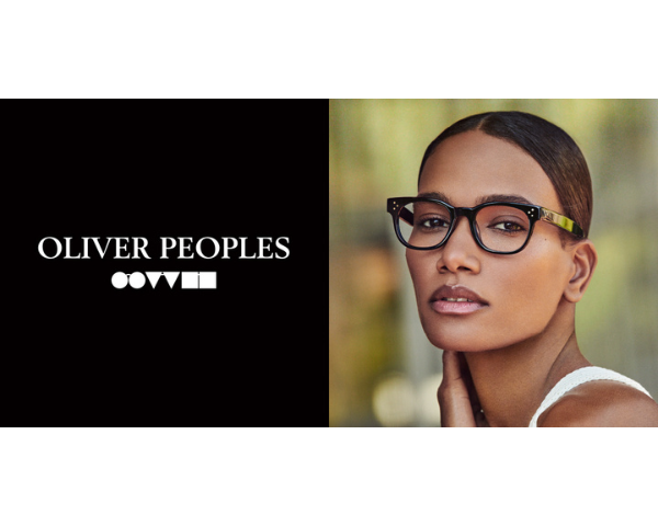 Oliver Peoples branded image of woman wearing glasses
