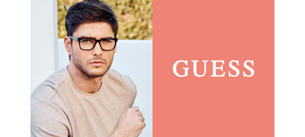 man wearing Guess eyeglasses